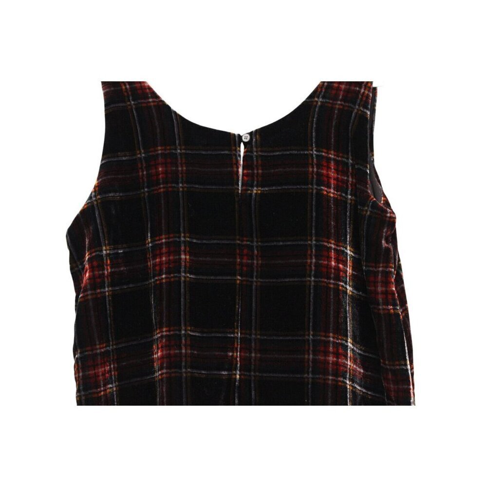 J Crew Sleeveless Blouse Size 2 Tank Top Plaid Velvet Dark Academia Preppy Lined - Picture 8 of 10
